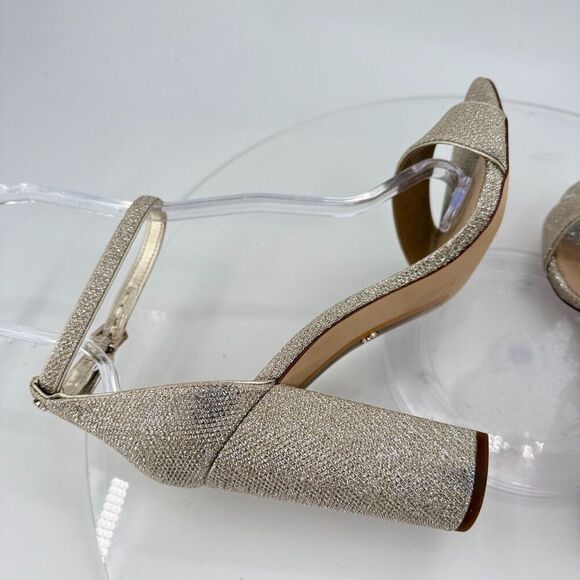 Sam Edelman Womens Yaro Sandals Ankle Strap Block Heel Gold Shimmer Size 10 Prom - Picture 9 of 16